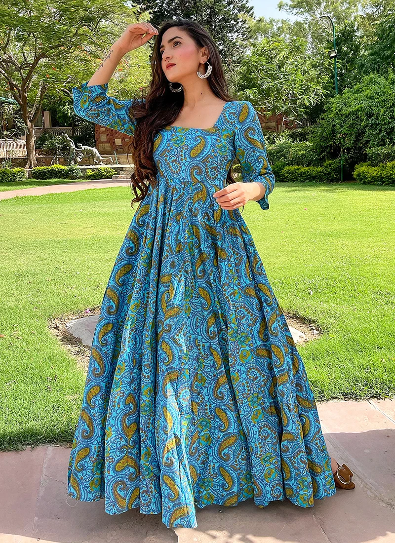 Stylish Aayaa Vol-3 Pure AB Cotton Digital Printed Floor-Length Fancy Gowns