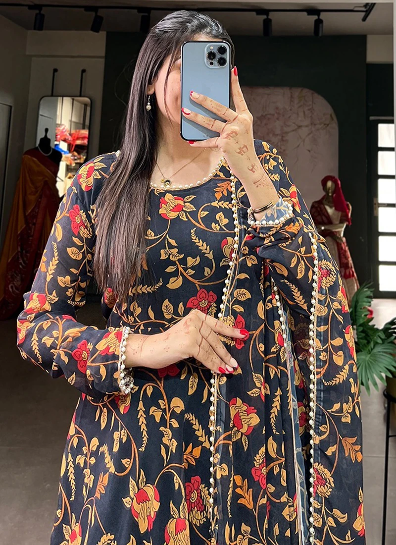 Elegant Georgette Readymade Gown with Dupatta | Wholesale Collection | Perfect for Parties & Special Occasions