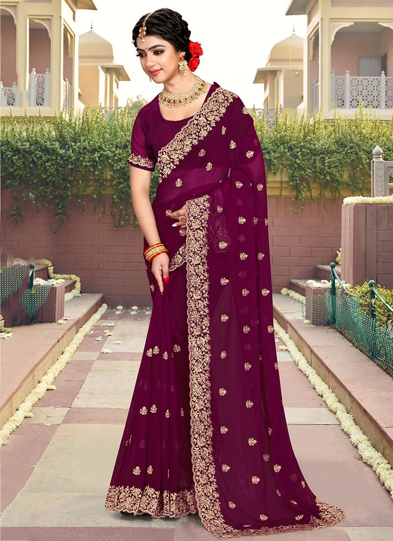 Elegant Black Georgette Saree with Zari Embroidery | Festival Wear | RASHMIKA Collection